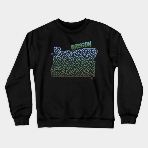 Oregon State Outline Maze & Labyrinth Crewneck Sweatshirt by gorff